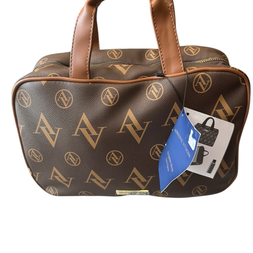 NEW Adrienne Vittadini Monogram‎ Cosmetic Organizer Travel Signature Collection